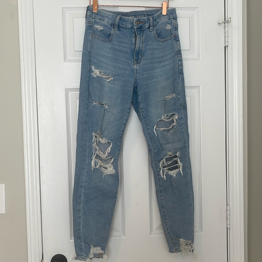 American Eagle ripped curvy super high rise jegging